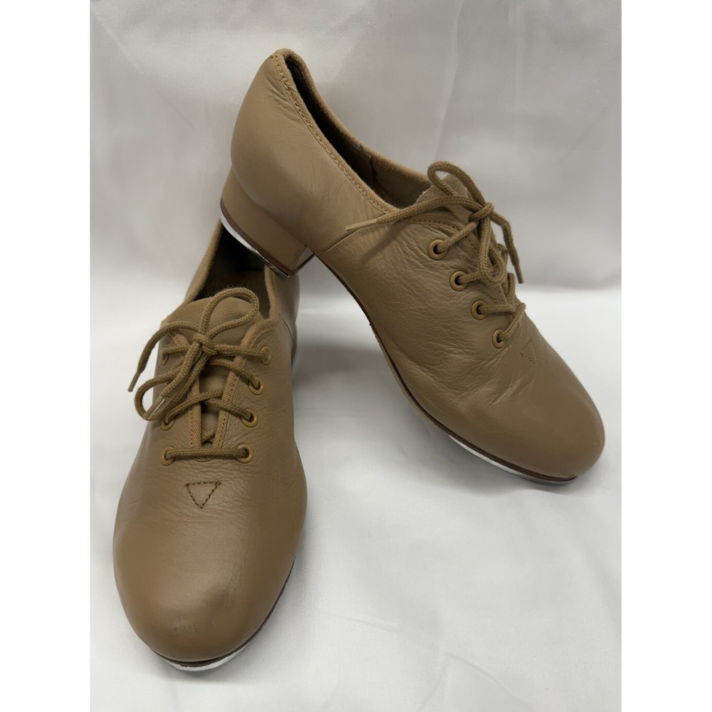 Bloch Tap Dance Shoes Techno Tap Tan Tie Lace Block Heel Girls Size 5